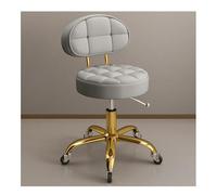 Adjustable Rolling Stool w/Back Support & Wheels Round Hydraulic Swivel Stool Chair Metal Titanium Gold Counter Work Stool for Beauty Salon Spa Tattoo Massage