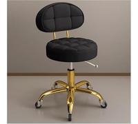 Adjustable Rolling Stool with Back Support & Wheels, Hydraulic Swivel Chair for Beauty Salon Spa Tattoo Massage, Gold