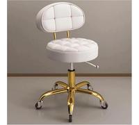 Adjustable Rolling Stool with Back Support & Wheels, Hydraulic Swivel Chair for Beauty Salon Spa Tattoo Massage, Gold