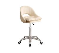 Adjustable Rolling Stools with Wheels for Garage & Salon 18"-23" Height Saddle Chair with Back Support & Thick Seat Padding for Hairstylists & Mechanics (Beige)