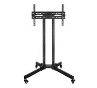 Adjustable Rolling TV Stand for 32-65 Inch TVs Mobile Height Cart with ±15° Tilt Supports Up to 50kg Perfect for Conferences & Classroom Presentations