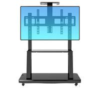 Adjustable Rolling TV Stand for 55-80 Inch TVs, Mobile with Wheels, Detachable TV Mount, Height-Adjustable Shelves, Integrated Vertical Hanger for Home & Office Use