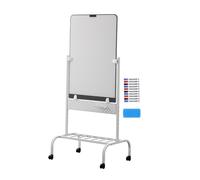 Adjustable Rolling Whiteboard on Wheels, Magnetic Dry Erase Board (Orange, 80x120cm/31.5x47in) - Perfect for Classroom, Office, Presentations & Collaboration