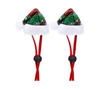 Adjustable Rope Dog Christmas Hat Classic Plaid Pattern Small Dog Santa Cap Holiday 2 Pcs Pet Christmas Hat