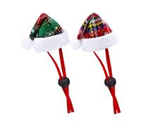 Adjustable Rope Dog Christmas Hat Classic Plaid Pattern Small Dog Santa Cap Holiday 2 Pcs Pet Christmas Hat