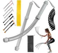 Adjustable Ropeless Battle Rope, 2pcs Cordless Battle Ropes, 3 Level Weights Adjustable Cordless Spring Battles Rope, Weighted Jump Rope, Portable Fitness Training Ropes (Gray*1)