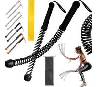 Adjustable Ropeless Battle Rope, 2pcs Cordless Battle Ropes, 3 Level Weights Adjustable Cordless Spring Battles Rope, Weighted Jump Rope, Portable Fitness Training Ropes (Black A*1)