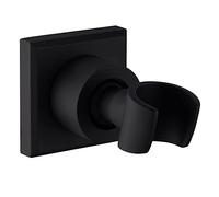 Adjustable Rotatable Handheld Shower Head Bracket Holder Wall-Mounted Stainless Steel Shower Wand Holder Black Square Design for Bathroom Upgrade