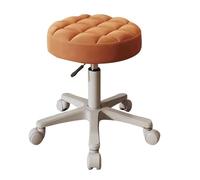 Adjustable Rotatable Round Rolling Chair Stylish Makeup & Hair Salon Stool for Girls' Rooms Home Offices & Living Rooms Comfortable Backrest Orange Accent Vanity Seat