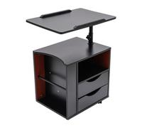 Adjustable Rotating Wheeled Bedside Table With 2 Drawers & Shelf