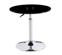 Adjustable Round Glass Bar Table - Tempered Glass Coffee Table for Balcony & Living Room Liftable Height Small Space Friendly - 70cm Black