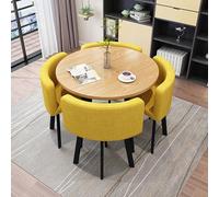 Adjustable Round Marble Dining Set for 4Modern Folding Table & Chair Combo for Home Office Living Room Lounge and ReceptionStylish & SpaceSaving Solution
