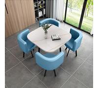 Adjustable Round Marble Folding Table Set for 4 with Chairs Modern Reception Desk and Chair for Office and Home Stylish Dining Table for Living Room and Lounge