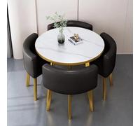 Adjustable Round Marble Side Table Folding Dining Set for 4 Modern Office Reception Table & Chair Perfect for Living Room & Lounge