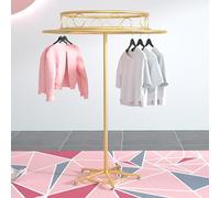 Adjustable Round Rotating Clothes Rack - Heavy Duty Metal Garment Display Shelf, Freestanding Modern Coat Rack with Top Shelves for Retail and Home Use, Stylish Black Design