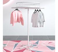 Adjustable Round Rotating Clothes Rack - Heavy Duty Metal Garment Display Shelf, Freestanding Modern Coat Rack with Top Shelves for Retail and Home Use, Stylish Black Design