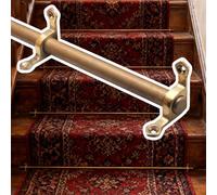 Adjustable Runner Polished Bar Bracket Hardware Secure Flooring Holders，Antique Brass Stair Carpet Rods with Screws - Elegant Gold Stair Rods for Carpet Runners, Includes End Caps & Brackets
