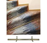 Adjustable Runner Polished Bar Bracket Hardware Secure Flooring Holders，Brass Carpet Rods for Wooden Steps - Safety Tubular Bar for Carpeted Stairs with Finial Ends, Brackets & Screws