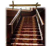 Adjustable Runner Polished Bar Bracket Hardware Secure Flooring Holders，Metal Rod Hold Carpet Runner for Stairs with Spherical Finial and Brackets, Easy Installation for Theaters, Museums, a