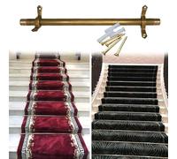 Adjustable Runner Polished Bar Bracket Hardware Secure Flooring Holders，Metal Rod Hold Carpet Runner for Stairs with Spherical Finial and Brackets, Easy Installation for Theaters, Museums, a