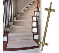 Adjustable Runner Polished Bar Bracket Hardware Secure Flooring Holders，Metal Rod Hold Carpet Runner for Stairs with Spherical Finial and Brackets, Easy Installation for Theaters, Museums, a