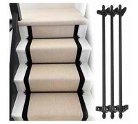 Adjustable Runner Polished Bar Bracket Hardware Secure Flooring Holders，Metal Rod Hold Carpet Runner for Stairs with Spherical Finial and Brackets, Easy Installation for Theaters, Museums, a