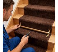 Adjustable Runner Polished Bar Bracket Hardware Secure Flooring Holders，Stair Carpet Rod,Brass Stair Treads Rods Set with Holders Durable Staircase Rugs Rods for Office, Hotel, Museum & Art