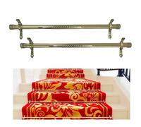 Adjustable Runner Polished Bar Bracket Hardware Secure Flooring Holders，Stair Carpet Rod,Glossy Antique Brass Carpet Fixer - Decorative Stair Rods for Wooden Steps & Staircase Runners, Avail