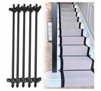 Adjustable Runner Polished Bar Bracket Hardware Secure Flooring Holders，Stair Carpet Rod,Heavy-Duty Stair Carpet Rod Set Black Metal Anti-Shifting Rods for Staircases, Office & Hotel Lobby