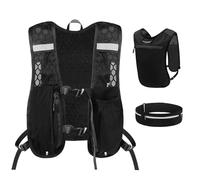 Adjustable Running Vest Men and Women, Reflective Hydration Backpack With Running Belt, Lightweight & Breathable Hydration Vest for Marathon Trail Running Cycling Hiking Climbing