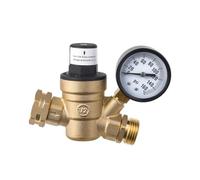 Adjustable RV Brass Water Pressure Regulator 160 PSI with Gauge Inlet Filter for Camper Home Plumbing System Protection