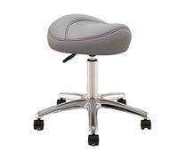 Adjustable Saddle Office Chair, 36-50cm Height, Rolling Stool for Dental Hygienists & Artists, 360° Swivel Metal Seat with PU Wheels, Light Gray Color