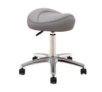 Adjustable Saddle Stool Chair - 360° Swivel Rolling Stool For Dental Hygienists, Artists, And Salons - Ergonomic Metal Seat With Pu Wheels For Studio Comfort Light Gray