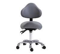 Adjustable Saddle Stool with Back Support, Ergonomic Rolling Chair for Salon, Tattoo Shop, Home, Dentist Clinic