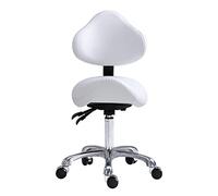 Adjustable Saddle Stool with Back Support, Ergonomic Rolling Chair for Salon, Tattoo Shop, Home, Dentist Clinic
