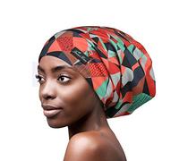 Adjustable Satin Lined Night Cap for Curly and Dreadlock Hair - Red, Large