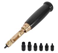 Adjustable Screw Hole Punch,Bookbinding Tool, Paper Punch, Craft Punches, with 6 Tip, for Leather Belt Punching, Sewing DIY Leathercrafts, Paper Crafts, Bookbinding (Black handle)