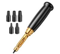 Adjustable Screw Single Hole Punch, Automatic Fabric Hole Punch Tool, Leather Puncher for Binder, Black Wooden Handle Bookbinding Tool with 6 Tips(Size 1.5mm/2mm/2.5mm/3mm/3.5mm/4mm)