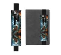 Adjustable Seal pup in Water Leather Pen Holder Bookmark Black for Notebook Journals, Calendars, and Tablets