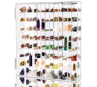 Adjustable Seashell Display Case Box Large Rock Fossil Arrowhead Display Case Crystal Organizer Clear Wall Mounted & Desktop 56 Room Shadow Box for Mini Pop Figure, Collectibles, with Mirrored & Lid…