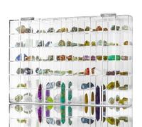 Adjustable Seashell Display Case Box Large Rock Fossil Arrowhead Display Case Crystal Organizer Clear Wall Mounted & Desktop 60 Room Shadow Box for Mini Pop Figure, Collectibles, with Mirrored & Lid…