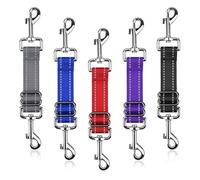 Adjustable Secure Clamp Leash Connectors, 10 Pcs Dog Safety Collar Clips, Reflective Pet Leash Extensions with Double Hooks, Double Ended Backup Clasps, Multicolor Options for Night Safety