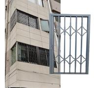 Adjustable Security Window Barrier with Lockable Sliding Door Anti-Burglary Protection Expandable Safety Rail for Windows 42x78in (W105xH200cm)