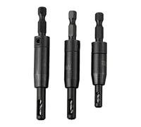 Adjustable Self-Centering Hinge Tapper Drill Bit Set - 3-Piece Core Drill Bits for Precise Pilot Holes in Woodworking, Compatible with Door Butts, Cabinets & Hardware