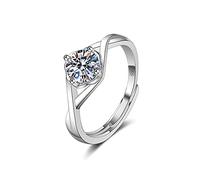 Adjustable Shiny Clover Ring in Silver - Engagement and Fortune Ring - Romantic Gift of Love for Women