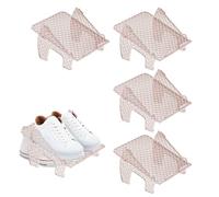 Adjustable Shoe Rack Set of 4 - Height-Adjustable Shoe nizers Space-Saving Double-Layer Non-Slip Plastic Sto ()