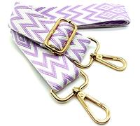 Adjustable Shoulder Strap Bag Purple and White Bag Straps for Changing, Bag Strap Wide with Carabiner Gold, 80-130 cm Carry Strap Bag for Women's Shoulder Bags, Modern Handbag, 3.8 cm, 08