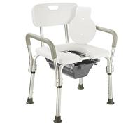 Adjustable Shower Chair, Portable Bath Chair and Raised Toilet Seat | With Handles, Safety Frame, Commode with Back and Arms for Shower and Bathroom Support