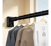 Adjustable Shower Curt Rod 16 196 Inch Stless Steel coping Rod 1.2" Diameter for Closet and Wardrobe; Black Heavy Duty Easy Installation Space Saving Solution