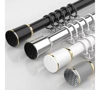 Adjustable Shower Curtain Rod 70-460cm Telescopic Tension Rod Rust-Free No Drilling Ideal for Kitchen Closet Bathroom Easy Installation Black Color Size 260-300cm